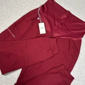 FIGS Zamora Maternity Scrub Pants Womens Large Burgundy Technical Joggers NWT